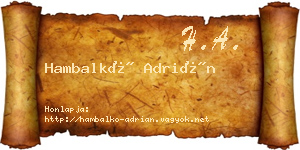 Hambalkó Adrián névjegykártya